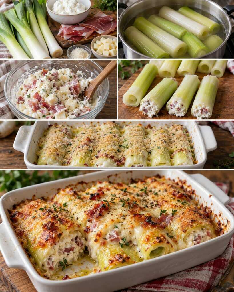 Porri Ripieni di Ricotta, Speck e Provola al Forno