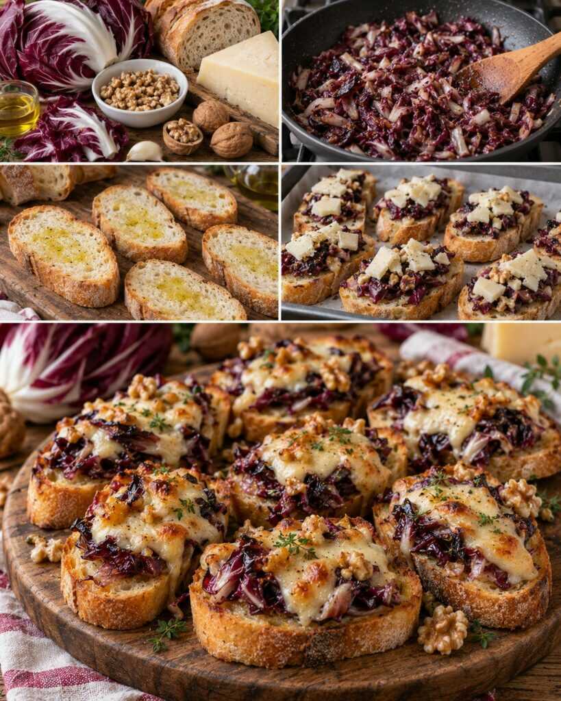 Crostini al Forno con Radicchio, Asiago e Noci