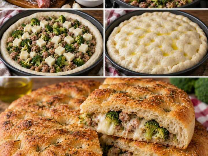 Focaccia Ripiena con Broccoli, Salsiccia e Provola