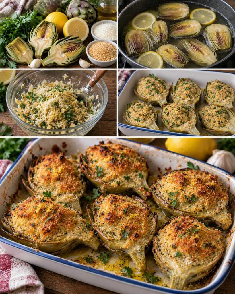 Carciofi Gratinati con Parmigiano, Prezzemolo e Limone