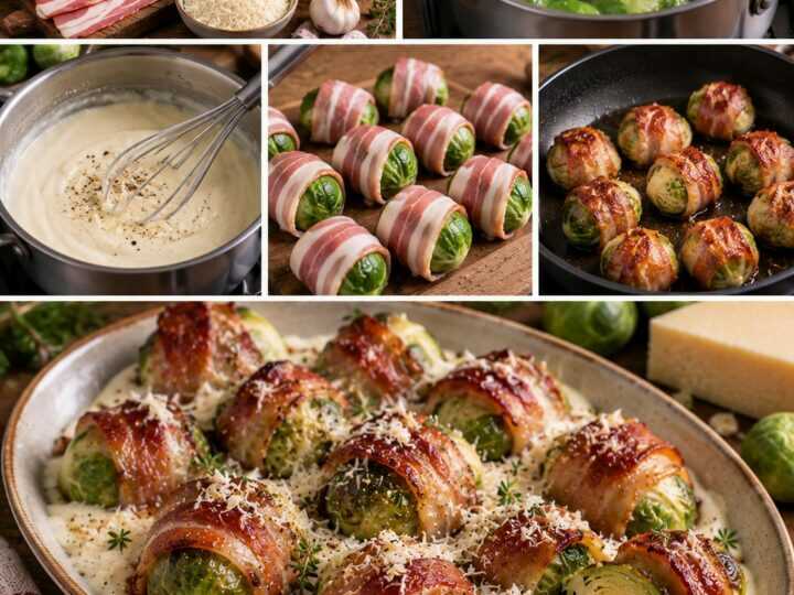 Cavolini di Bruxelles Avvolti nella Pancetta con Crema di Parmigiano – Lombardia