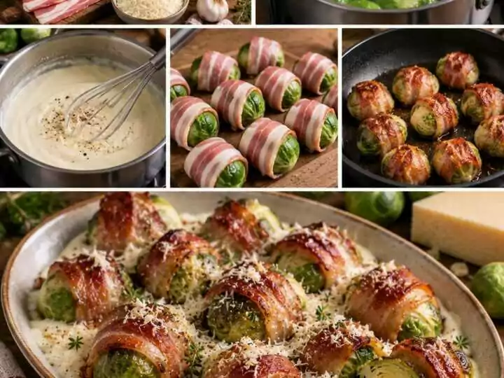 Cavolini di Bruxelles Avvolti nella Pancetta con Crema di Parmigiano – Lombardia