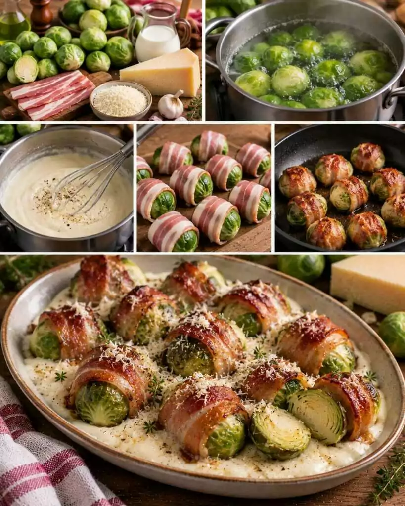Cavolini di Bruxelles Avvolti nella Pancetta con Crema di Parmigiano – Lombardia