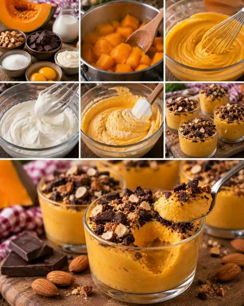 Crema Soffice alla Zucca con Cioccolato Fondente e Mandorle Croccanti – Toscana
