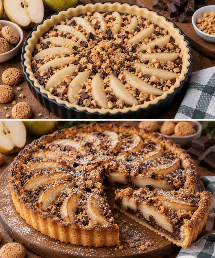 Crostata di Pere, Cioccolato Fondente e Amaretti – Lombardia