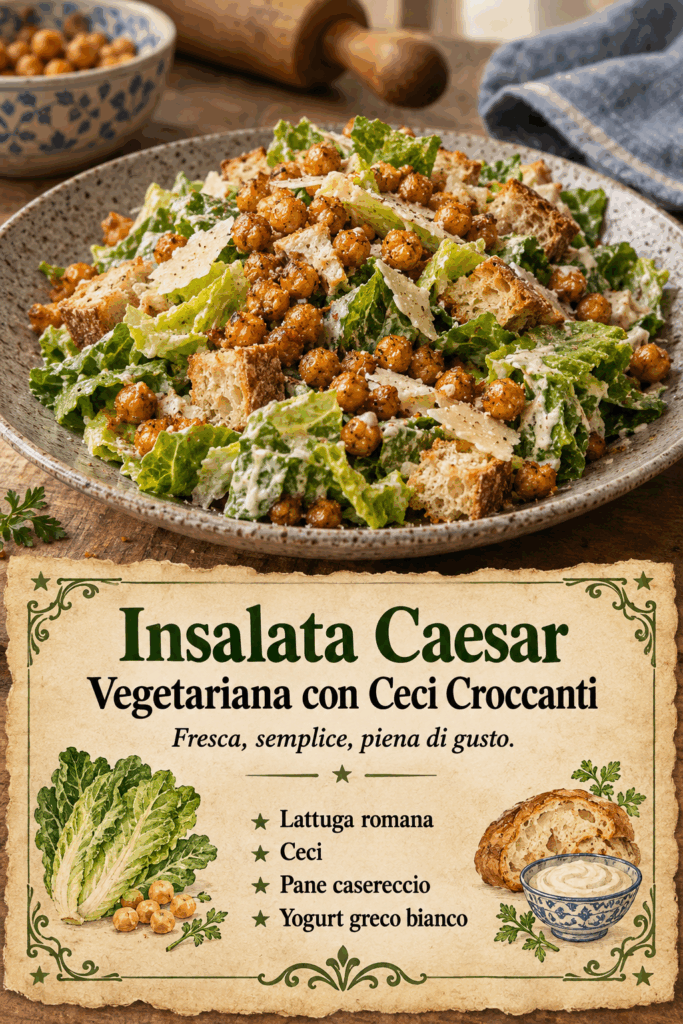 Insalata Caesar Vegetariana con Ceci Croccanti