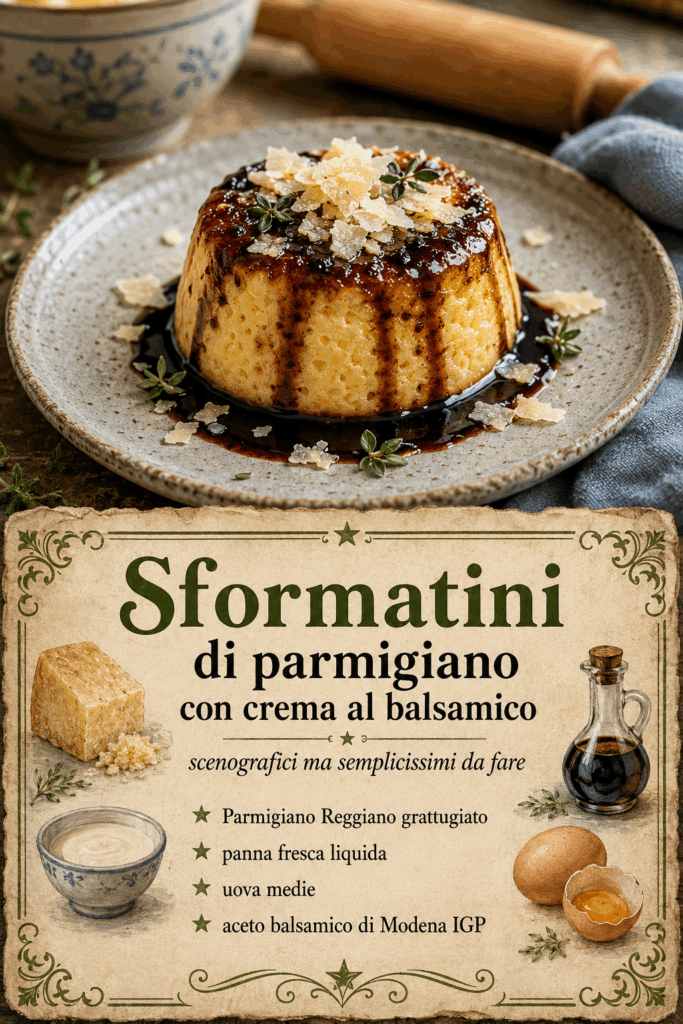 Sformatini di parmigiano con crema al balsamico scenografici ma semplicissimi da fare