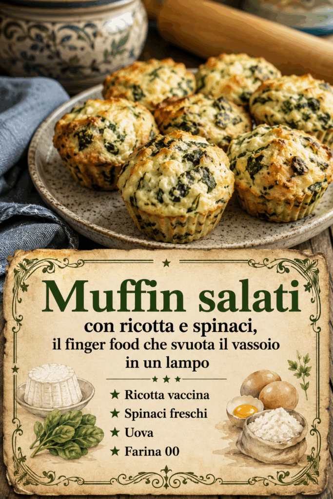 Muffin salati con ricotta e spinaci, il finger food che svuota il vassoio in un lampo