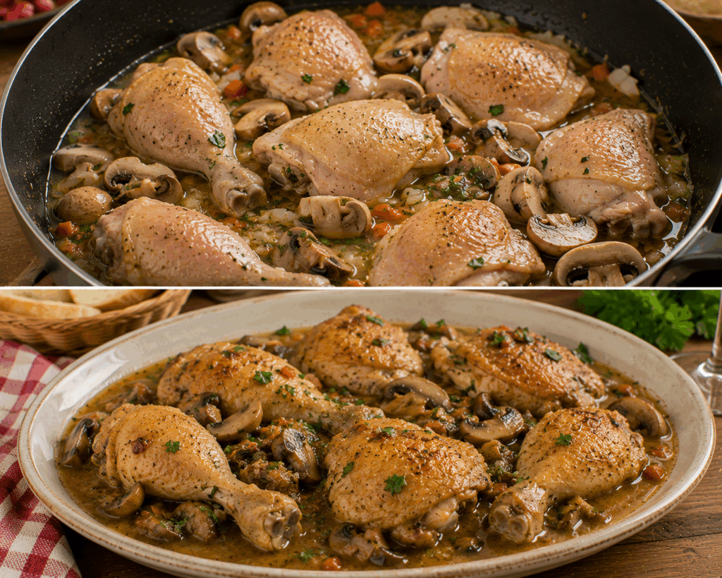Pollo alla Marengo con Funghi e Vino Bianco – Piemonte