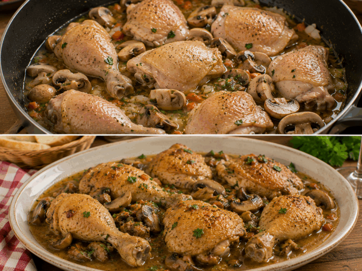 Pollo alla Marengo con Funghi e Vino Bianco – Piemonte