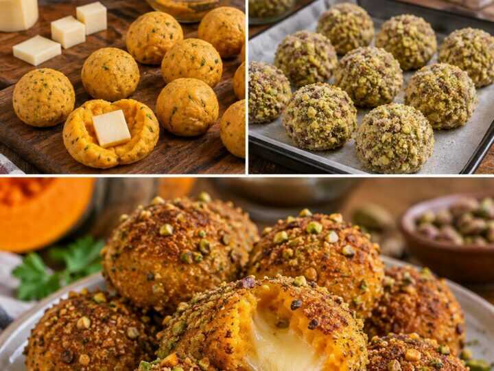 Polpettine di Zucca con Scamorza Affumicata e Granella di Pistacchio