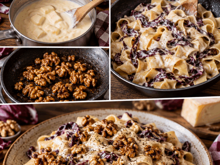 Pappardelle con Radicchio, Taleggio e Noci Caramellate – Lombardia