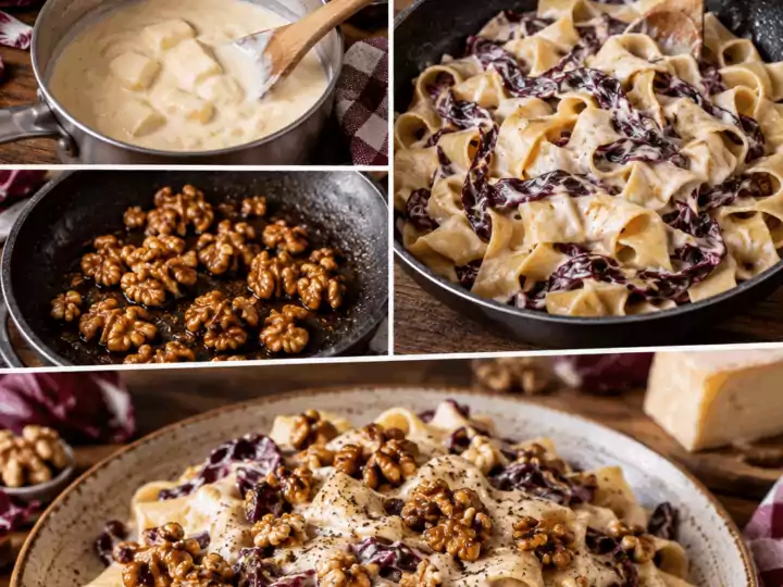 Pappardelle con Radicchio, Taleggio e Noci Caramellate – Lombardia