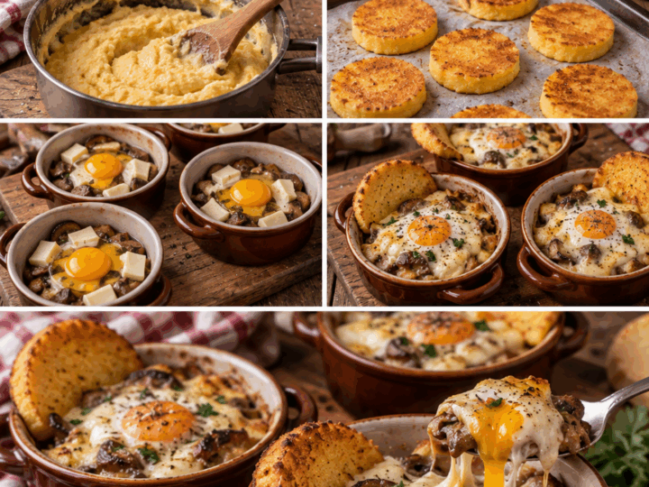 Uova in Cocotte con Porcini, Fontina e Polenta Croccante – Valle d’Aosta