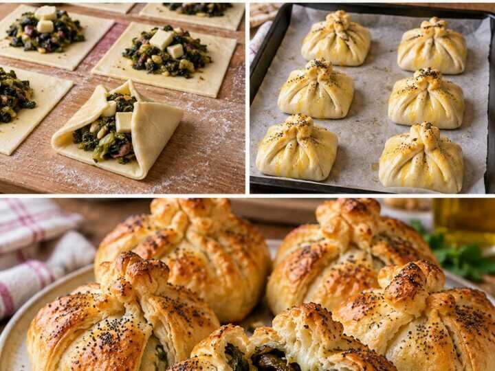 Fagottini di Scarola con Provola Affumicata, Olive e Pinoli – Campania