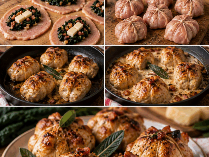 Fagottini di Pollo con Cavolo Nero, Scamorza e Guanciale – Lazio