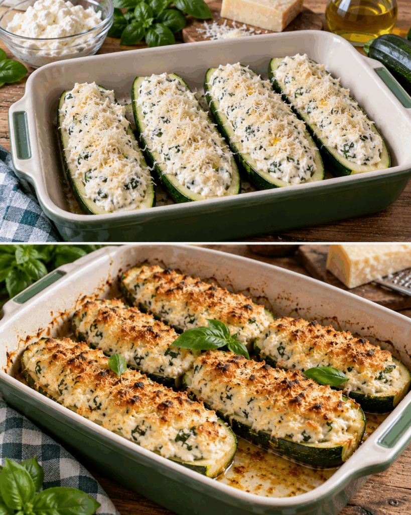 Zucchine Ripiene di Ricotta, Basilico e Parmigiano – Emilia-Romagna