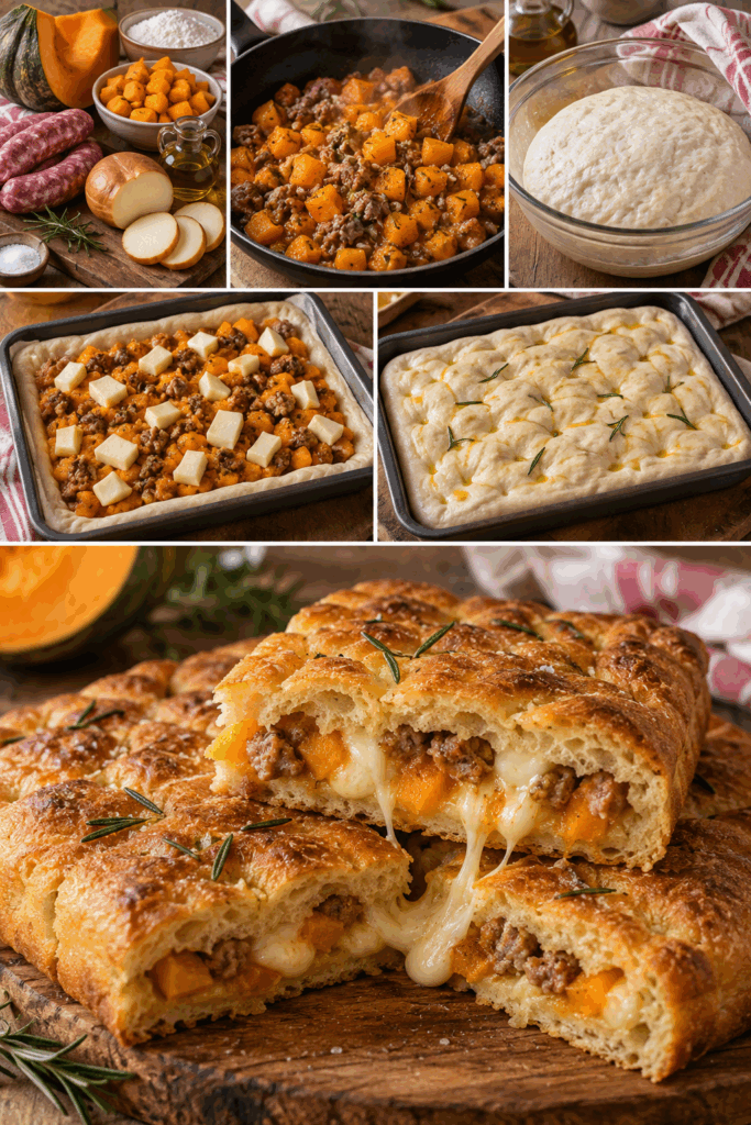 Focaccia Ripiena con Zucca, Scamorza Affumicata e Salsiccia – Campania