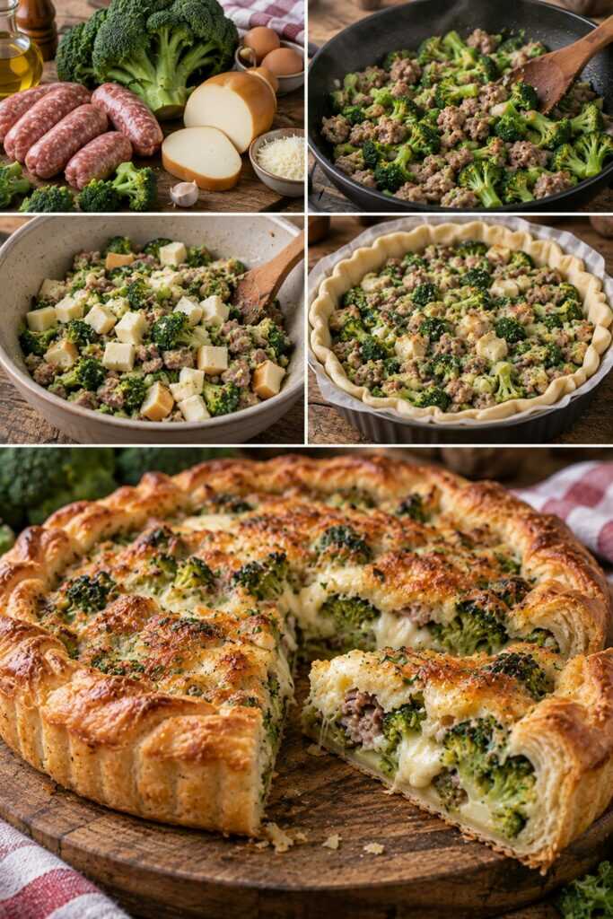 Torta Salata con Broccoli, Scamorza Affumicata e Salsiccia – Campania