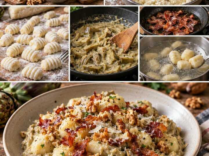 Gnocchi di Ricotta con Crema di Carciofi, Speck Croccante e Noci – Trentino-Alto Adige