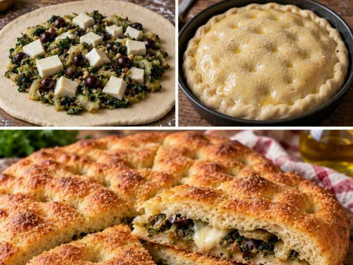 Focaccia Ripiena con Scarola, Provola, Olive e Pinoli – Campania
