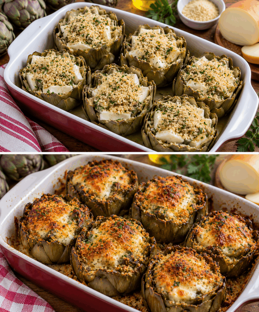 Carciofi Gratinati con Scamorza e Pangrattato Aromatico – Puglia