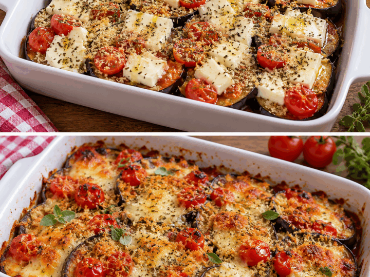 Melanzane Gratinate con Pomodorini, Provolone e Origano – Campania