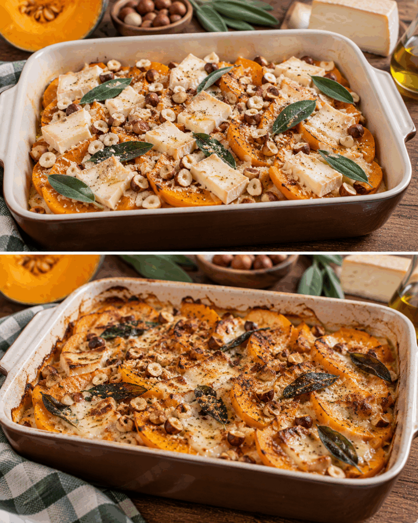 Zucca Gratinata con Taleggio, Nocciole e Salvia – Lombardia
