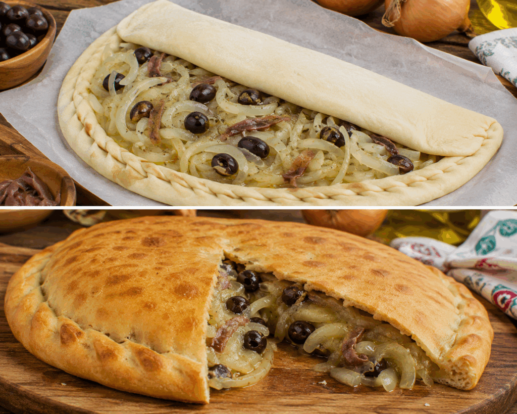Calzone di Cipolla alla Pugliese con Olive e Acciughe – Puglia