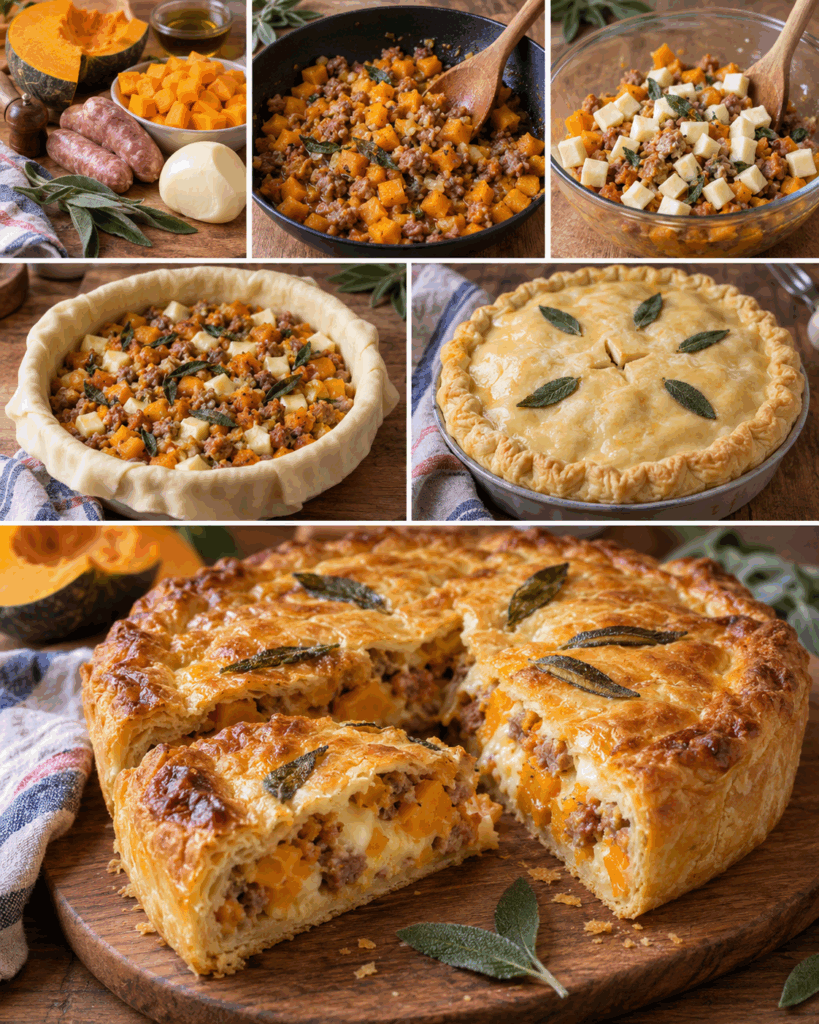 Torta Rustica con Zucca, Salsiccia, Scamorza e Salvia – Lombardia