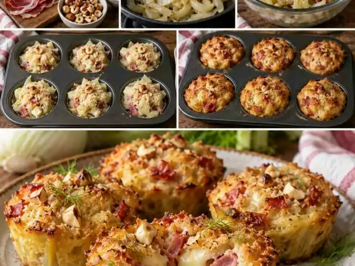Tortini Dorati di Finocchi con Taleggio, Speck e Nocciole – Lombardia