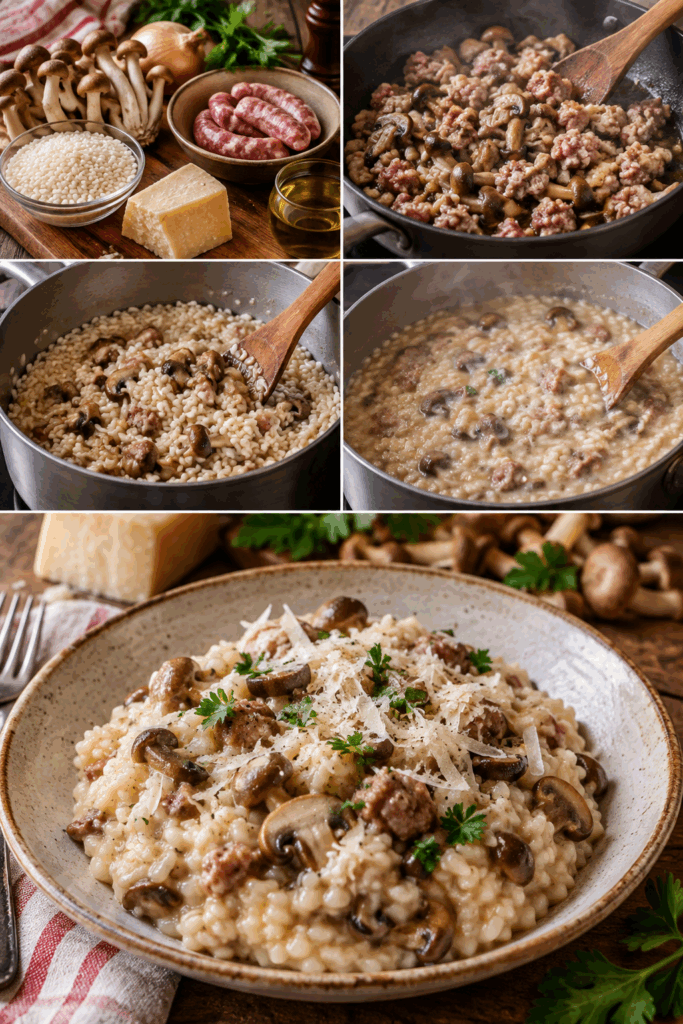 Risotto ai Funghi Chiodini, Salsiccia e Pecorino – Umbria