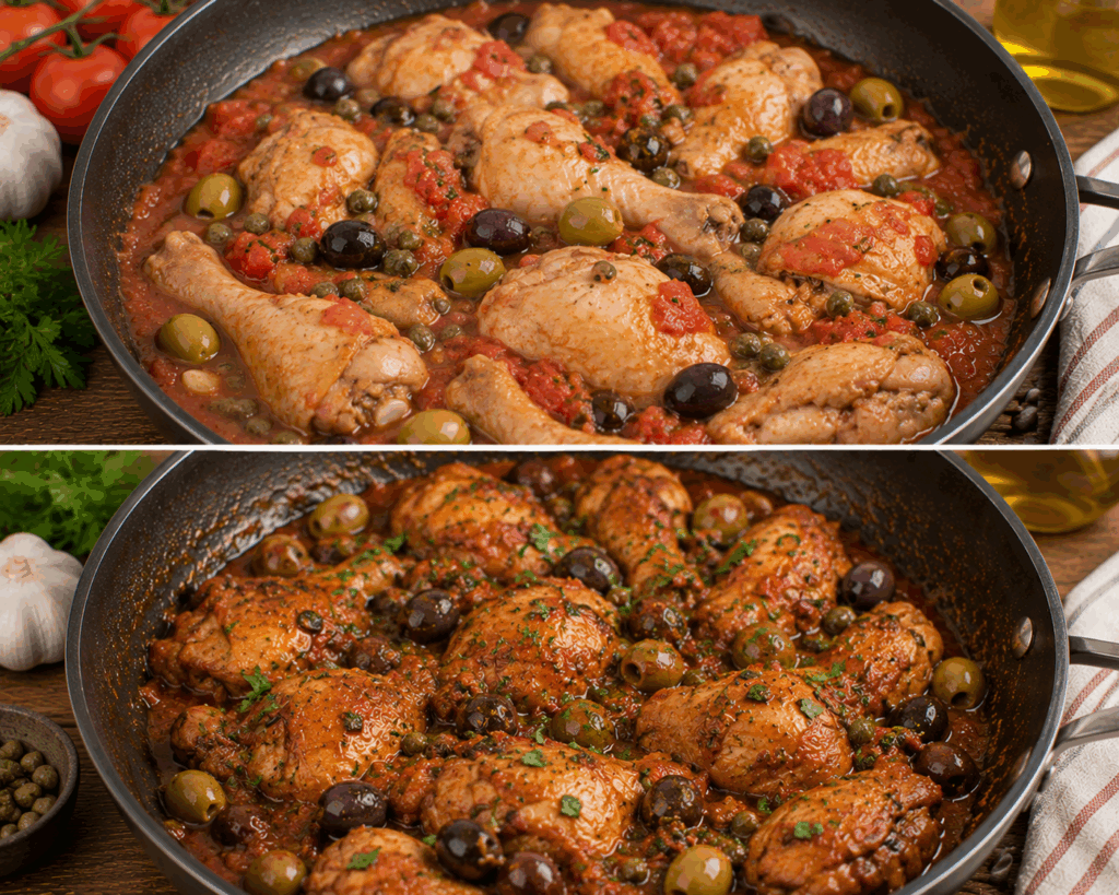 Pollo alla Cacciatora alla Siciliana con Olive e Capperi – Sicilia