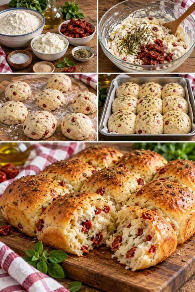 Panini Soffici alla Ricotta con Pomodori Secchi e Origano – Puglia