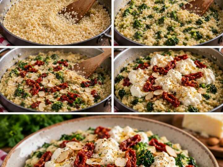 Risotto alle Cime di Rapa con Burrata, Pomodori Secchi e Mandorle – Puglia
