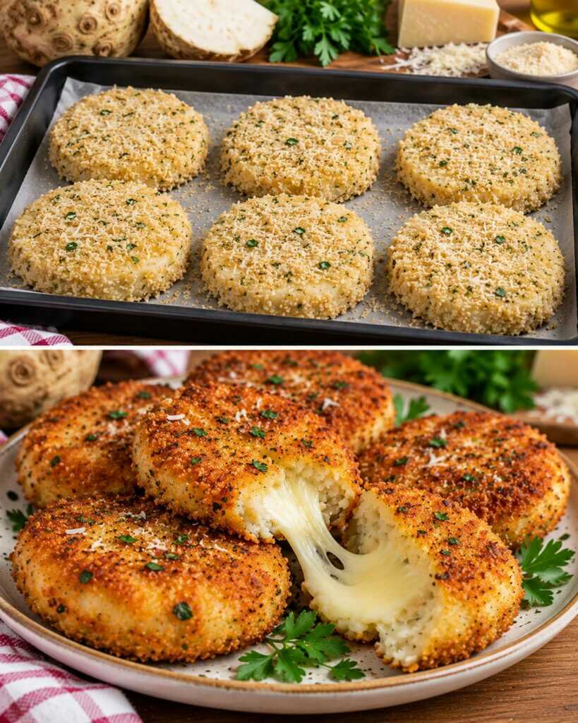 Cotolette di Sedano Rapa con Parmigiano e Cuore Filante