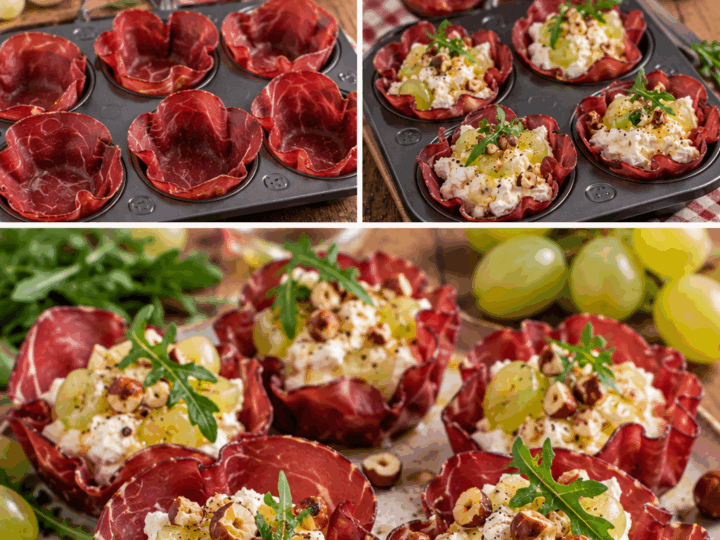Cestini di Bresaola con Caprino, Uva Bianca e Nocciole – Lombardia