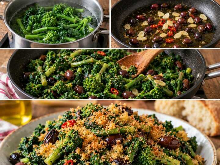 Cime di Rapa Saltate con Mollica Croccante, Olive e Peperoncino – Puglia