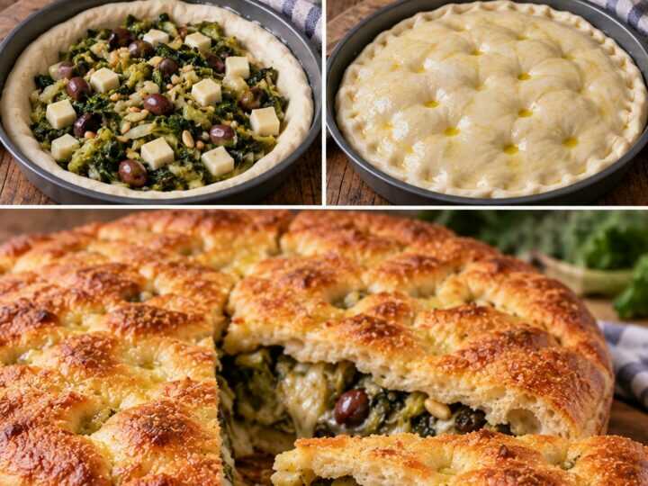 Focaccia Ripiena con Scarola, Provola, Olive e Pinoli – Campania