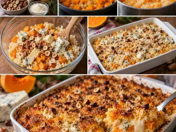 Riso Croccante al Forno con Zucca, Gorgonzola e Nocciole – Lombardia