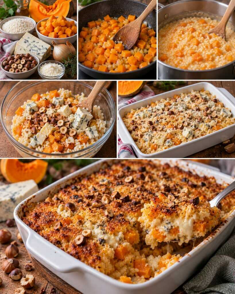 Riso Croccante al Forno con Zucca, Gorgonzola e Nocciole – Lombardia