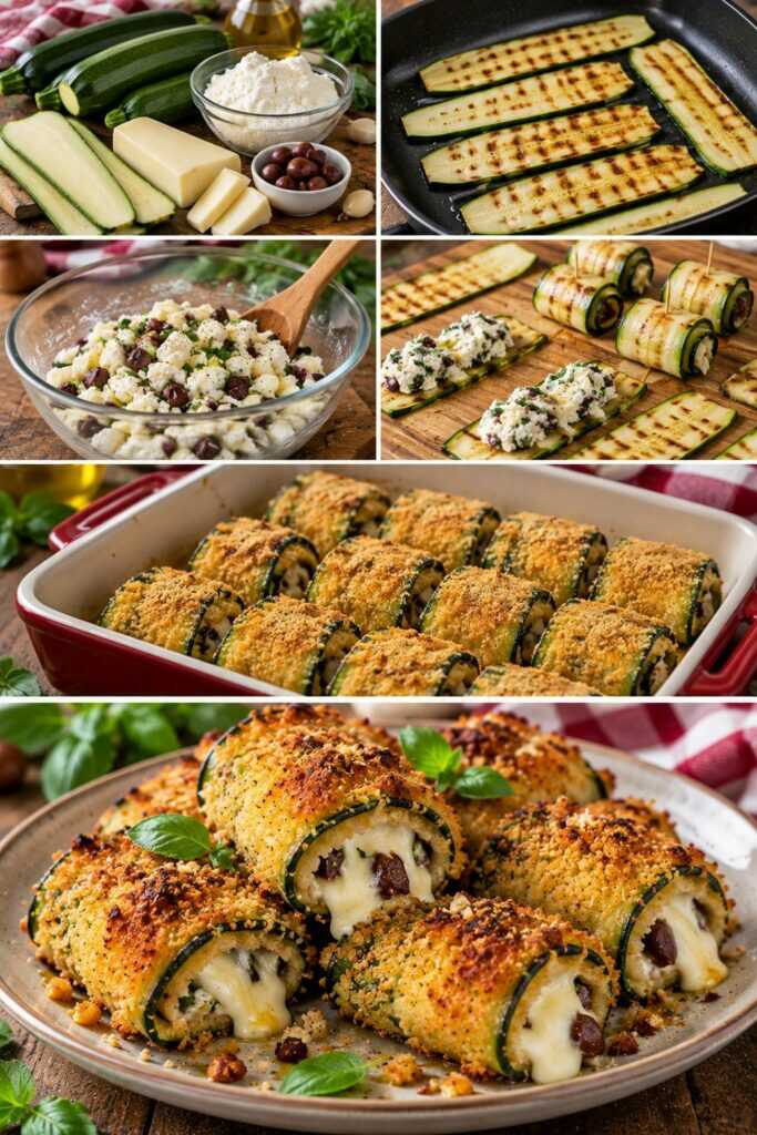 Involtini Croccanti di Zucchine con Ricotta, Provolone e Olive – Campania