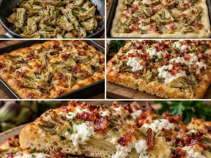 Focaccia Soffice con Carciofi, Stracciatella e Guanciale Croccante – Lazio