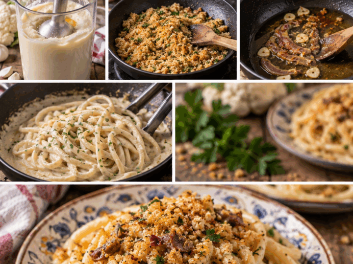 Bucatini con Crema di Cavolfiore, Acciughe e Mollica Croccante – Sicilia