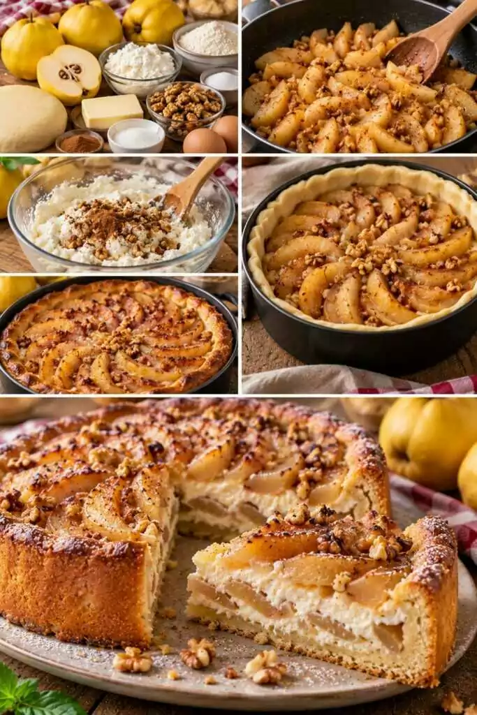Torta Rustica di Mele Cotogne con Noci, Cannella e Crema di Ricotta – Emilia-Romagna