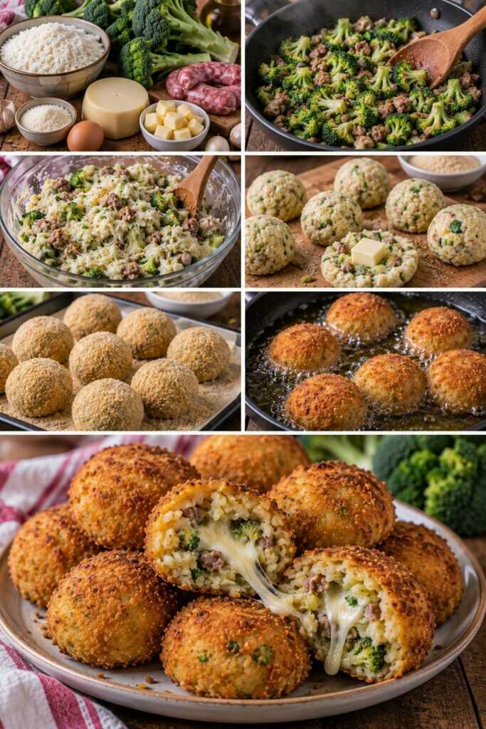Crocchette di Riso con Broccoli, Caciocavallo e Salsiccia – Calabria