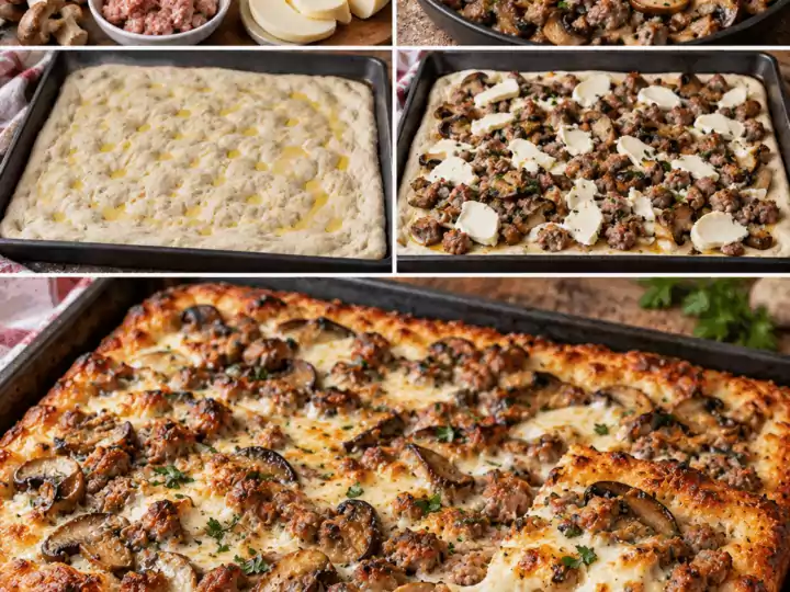 Pizza in Teglia con Funghi Porcini, Scamorza e Salsiccia – Umbria