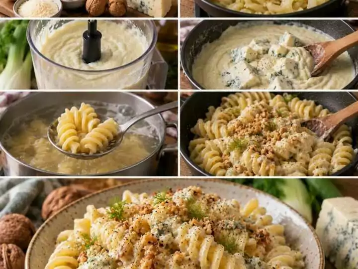 Fusilloni con Crema di Finocchi, Gorgonzola e Noci – Lombardia