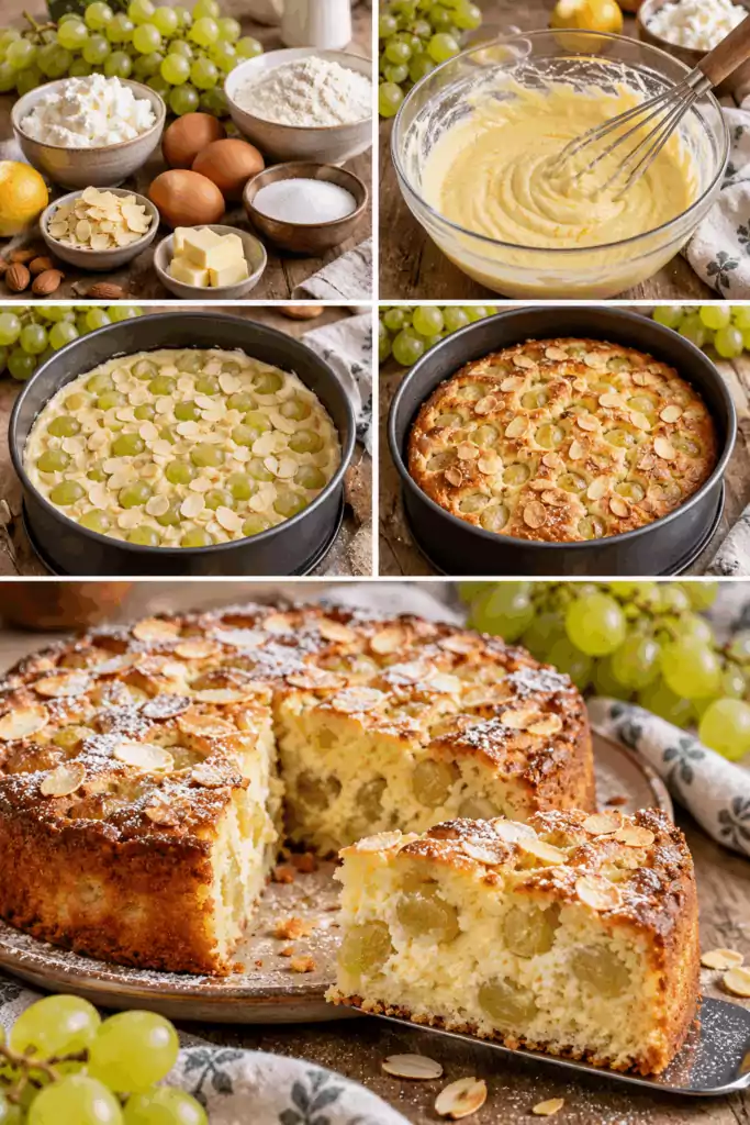 Torta Soffice all’Uva Bianca con Ricotta e Mandorle – Puglia