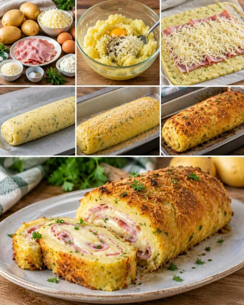 Rotolo di Patate Ripieno di Prosciutto e Formaggio